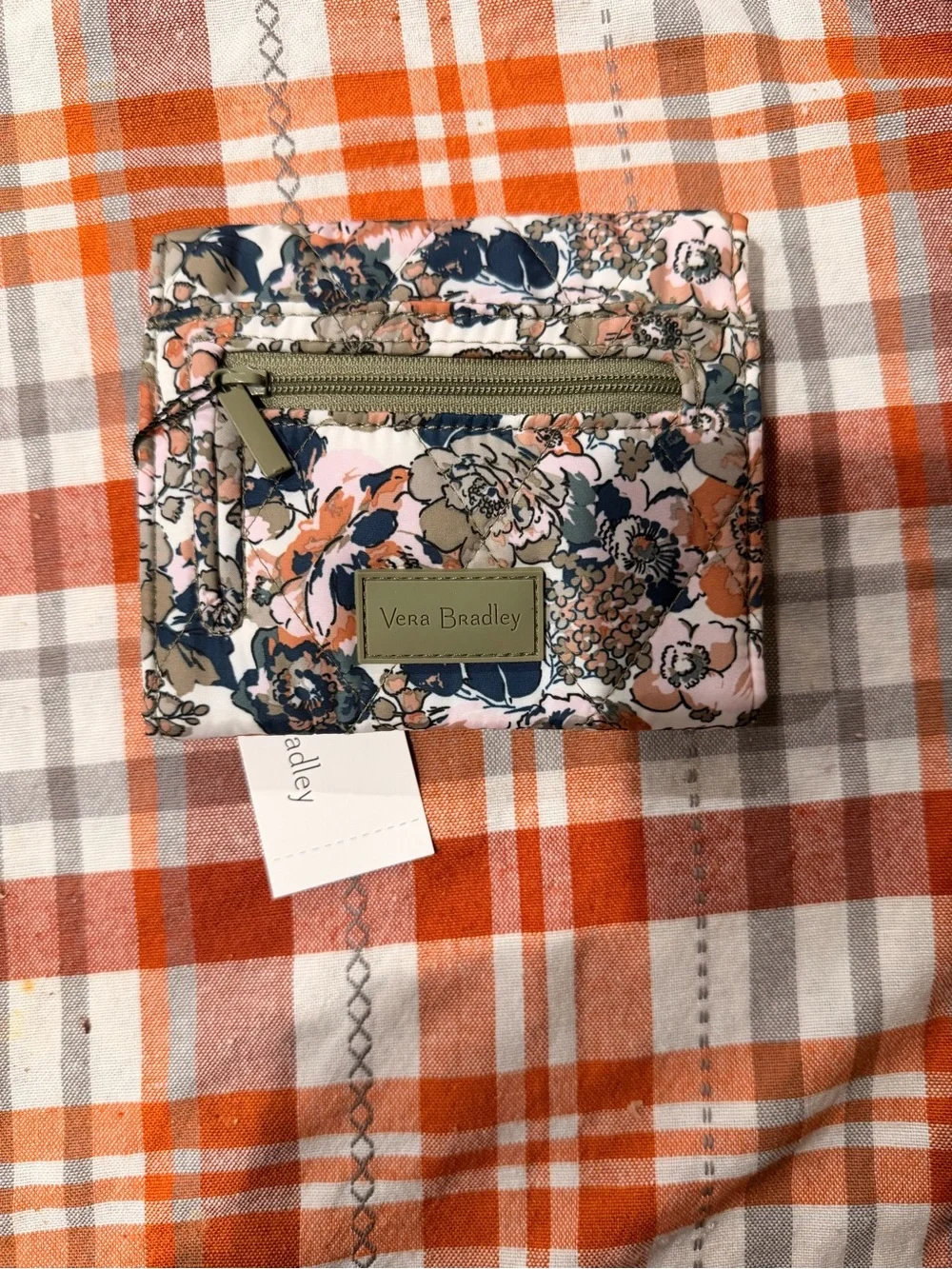 Vera Bradley Floral Compact Wallet in Pink, Navy & Tan